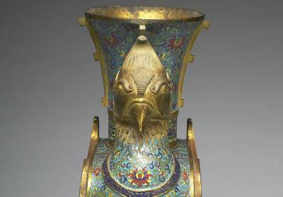 图片[3]-Zun vessel in the form of a heavenly bird with cloisonne enamels, Qing dynasty, Qianlong reign (1736-1795)-China Archive